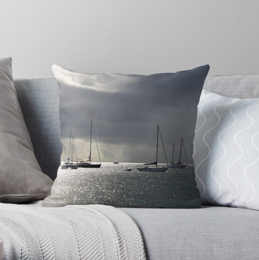 Boats at Store Bay, Tobago Throw Pillow