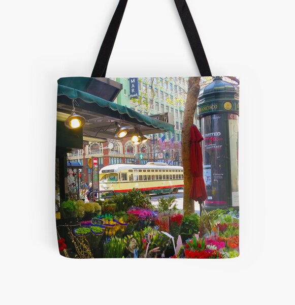 Trolley and the Flowers All Over Print Tote Bag