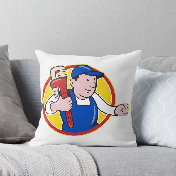 Artikelvorschau, Plumber With Monkey Wrench Cartoon entworfen und verkauft von patrimonio.