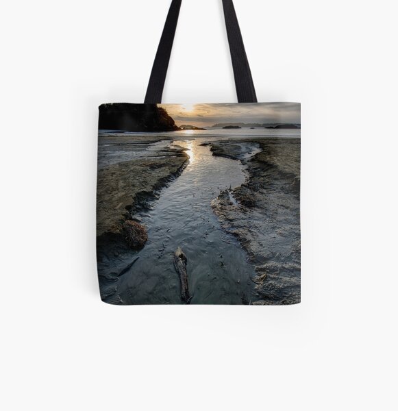 The Stream at McKenzie Beach All Over Print Tote Bag