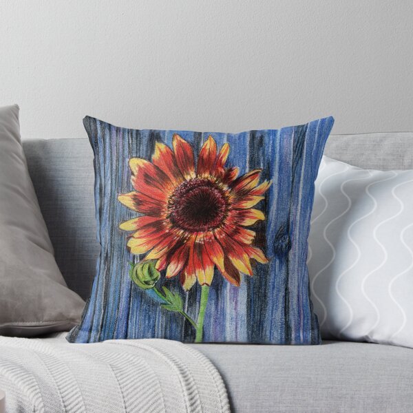 Item preview, Sunflower on Blue Fence designed and sold by Linda Ginn.