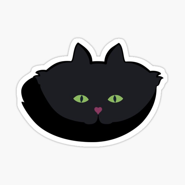 Pink Heart-Nose Solid Black Cat Cattern [Cat Pattern] Sticker