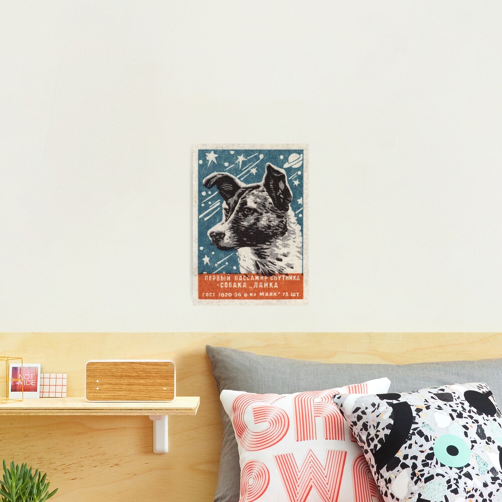 Laika the dog - Soviet Space Art, USSR Matchbox Design, 1957 Photographic Print