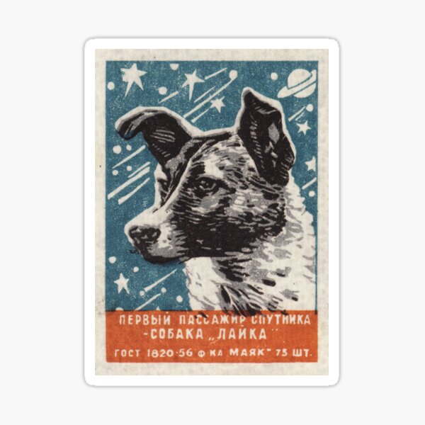 Laika le chien - Art de l'espace soviétique, URSS Matchbox Design, 1957 Sticker