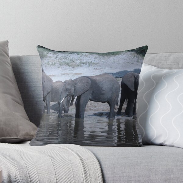 Elephant herd Throw Pillow