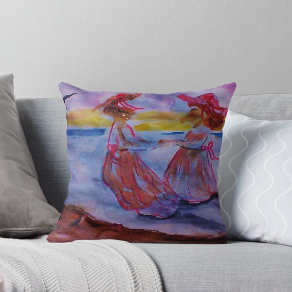 Item preview, Little girls in long dresses at the beach, watercolor designed and sold by Anna  Lewis, blind artist.