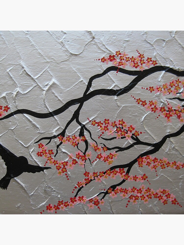 flor de cerezo rojo y plateado sakura de cathyjacobs