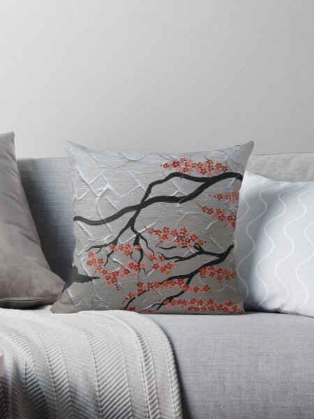 Vista previa del artículo con la obra «flor de cerezo rojo y plateado sakura», diseñado y vendido por cathyjacobs.