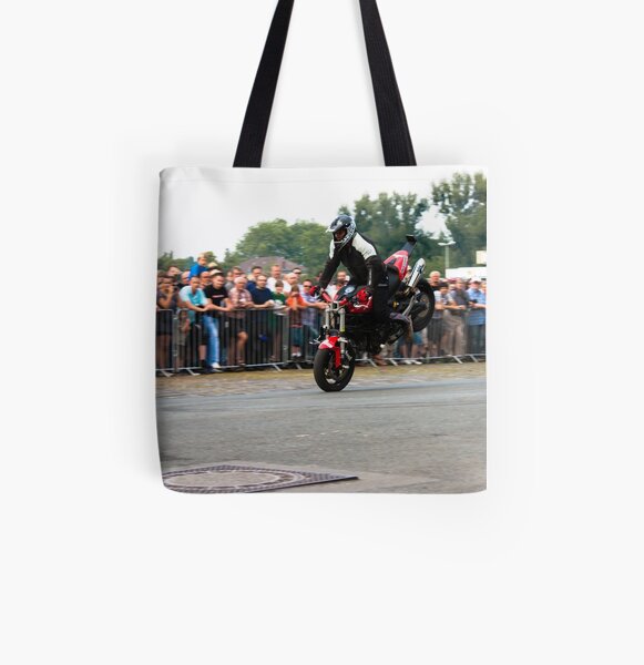 motorcycle stunt 001 All Over Print Tote Bag