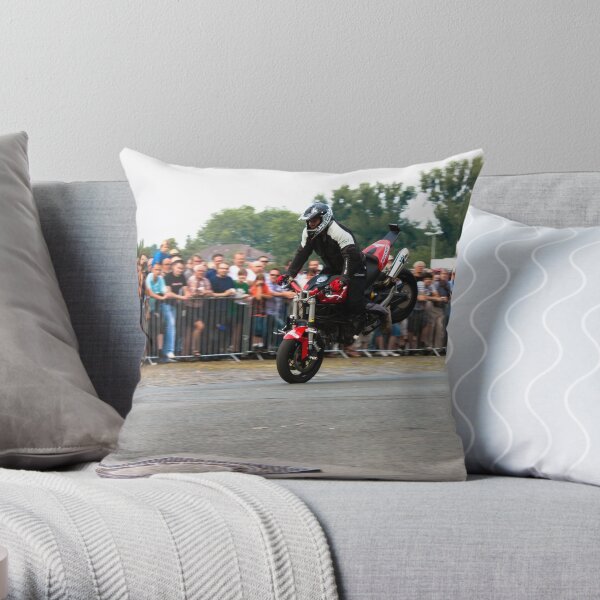motorcycle stunt 001 Throw Pillow