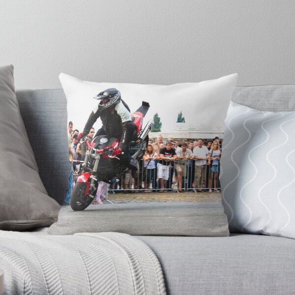 motorcycle stunt 005 Throw Pillow