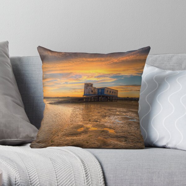 Lifeboat Station Sunset Throw Pillow