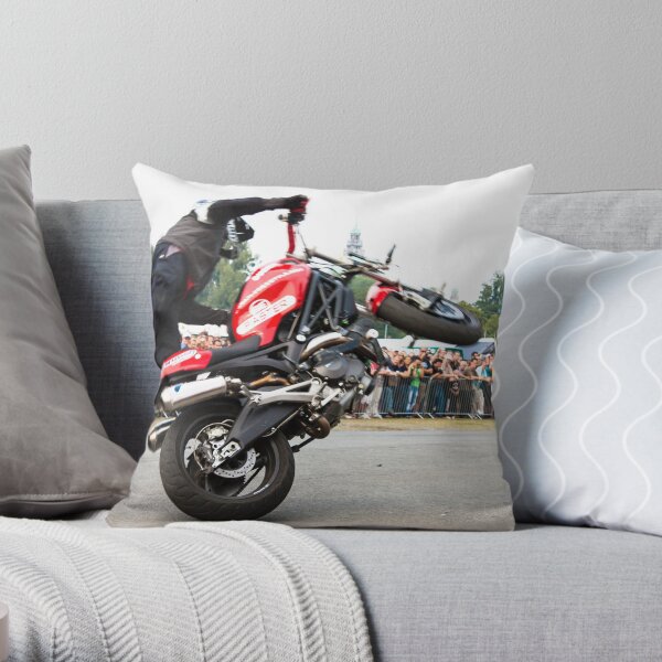 motorcycle stunt 008 Throw Pillow
