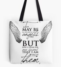 Side of the Angels - Black Tote Bag