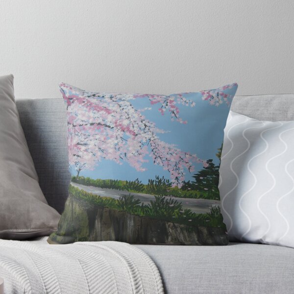 Item preview, Cherry blossom falling - with river - realistic meets whimsical designed and sold by cathyjacobs.