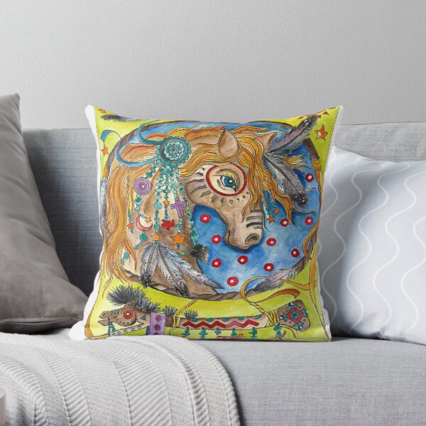 Horse Dream Catcher Throw Pillow