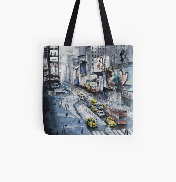 Time Square - Watercolor All Over Print Tote Bag