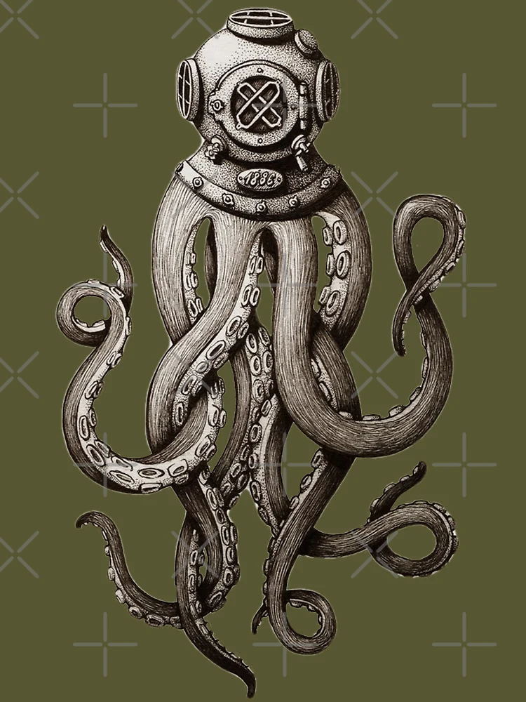 Release the Kraken, Cthulhu, Deep Sea Diving Helmet Octopus Attacking Diver  Fun T-shirts and Gifts for Men Women and Kids Essential T-Shirt for Sale  by Robert Diebold
