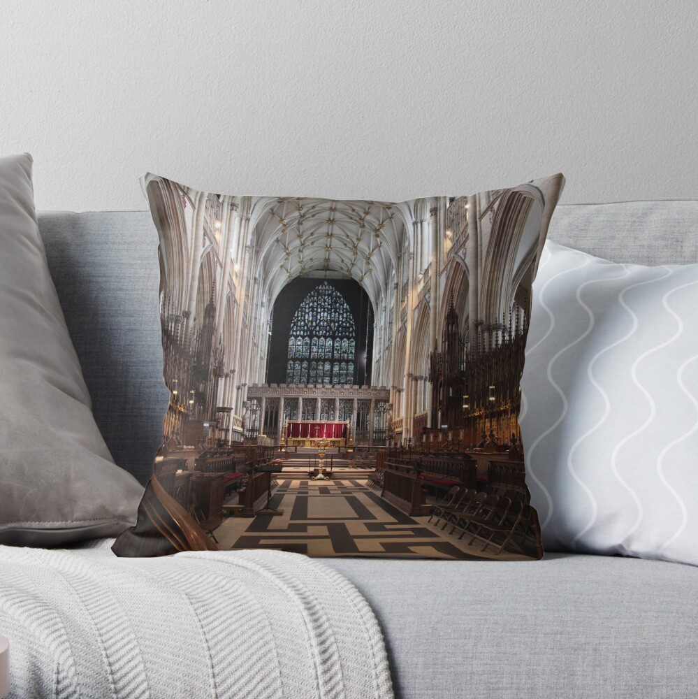 The Choir, York Minster. Throw Pillow