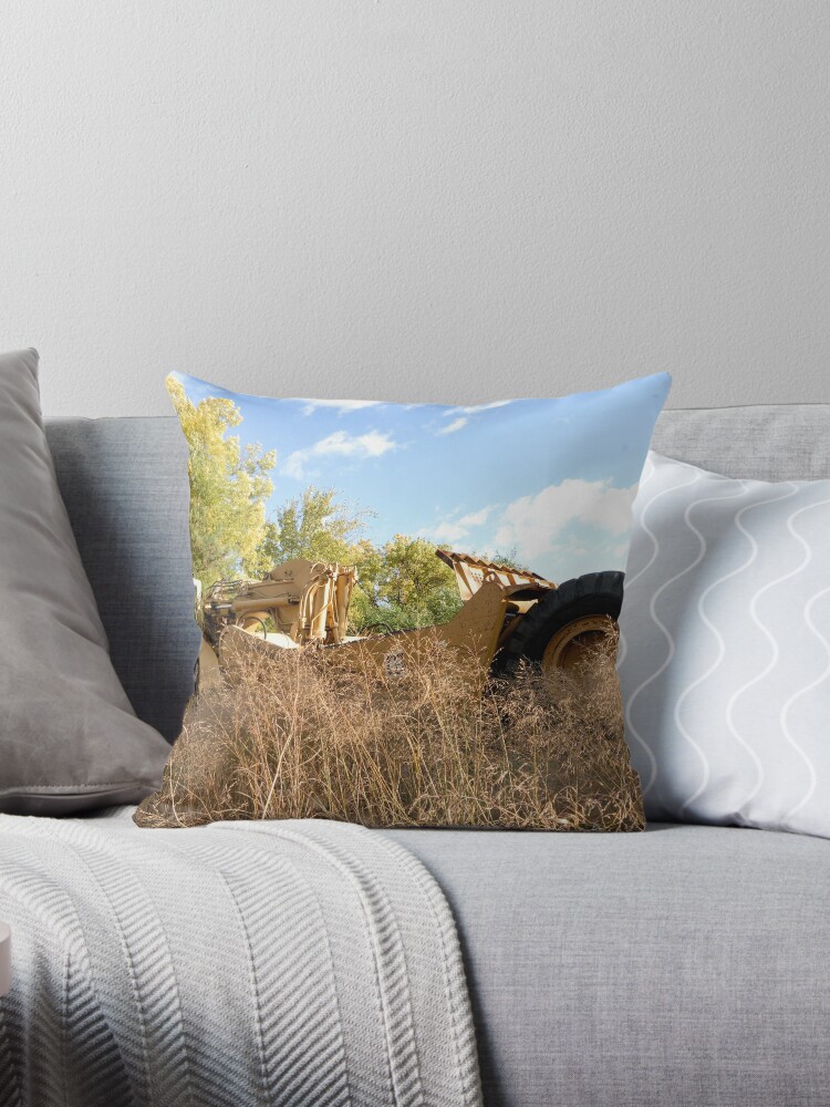 Thumbnail 1 of 3, Throw Pillow, Land Grader parked in the grass designed and sold by JoeySkamel.