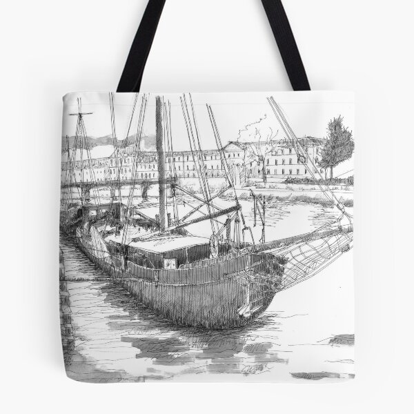 Item preview, Les quais de paris - Black ink drawing designed and sold by nicolasjolly.