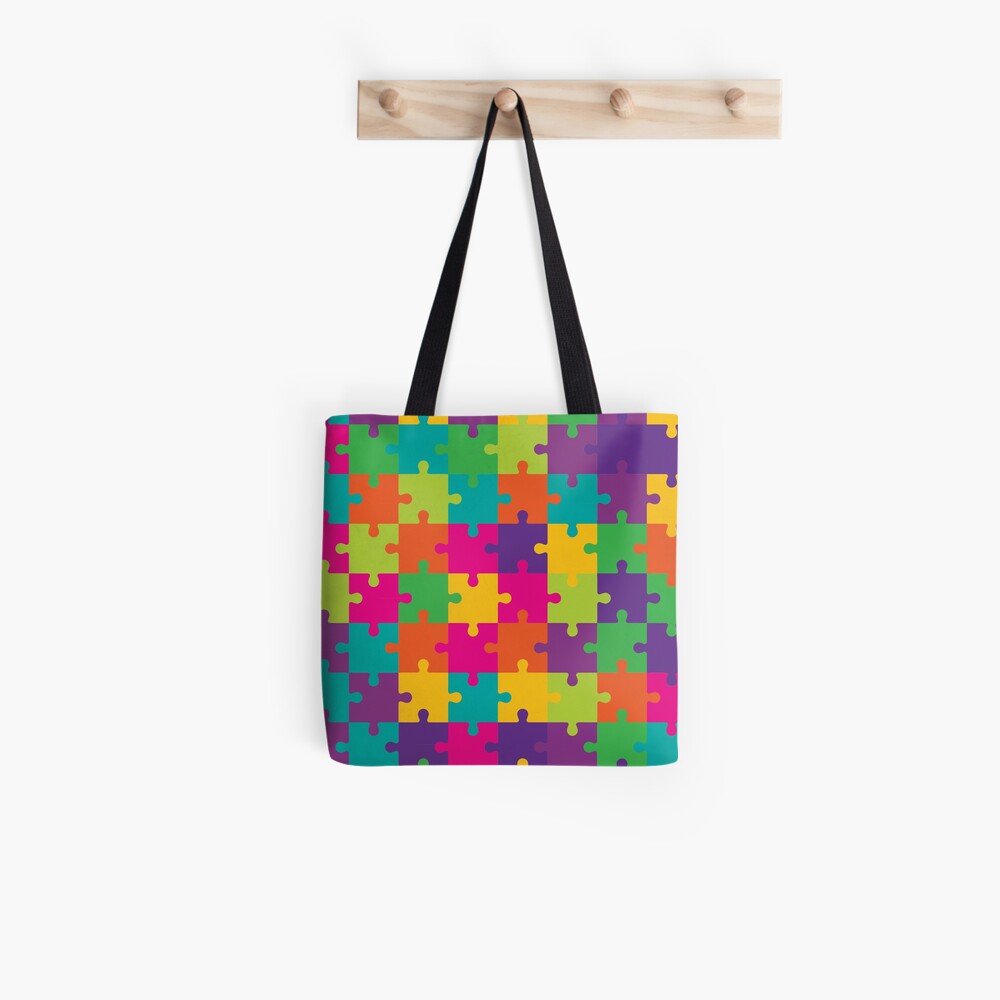 "Colorful Jigsaw Puzzle Pattern" Tote Bag by thejoyker1986 | Redbubble