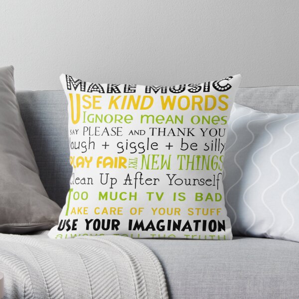 Playroom Rules Subway Art Poster Throw Pillow