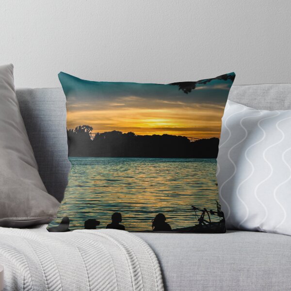 sunset at maschsee Throw Pillow