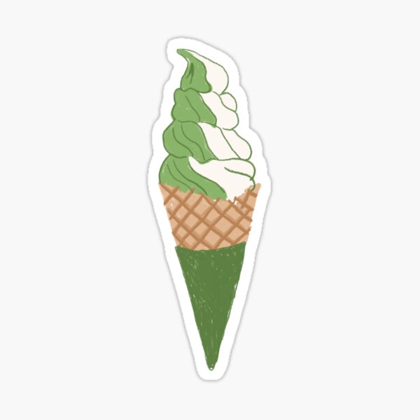 Matcha Soft Serve Sticker By Bryandraws Redbubble