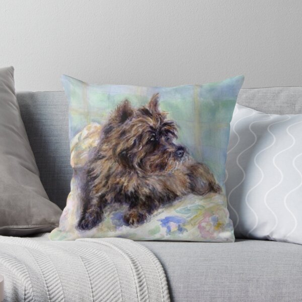 Cairn Terrier Dog Portrait Throw Pillow