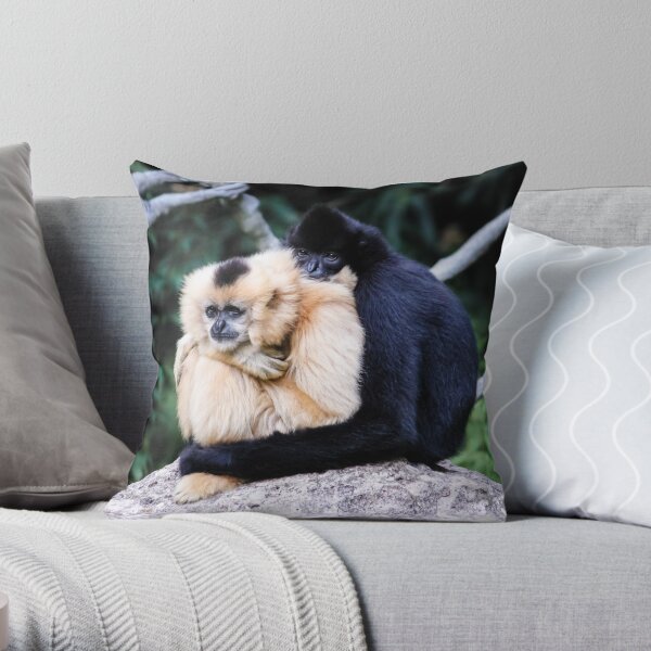 two monkeys Throw Pillow