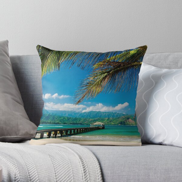 Hanalei Bay Pier, Kauai Throw Pillow