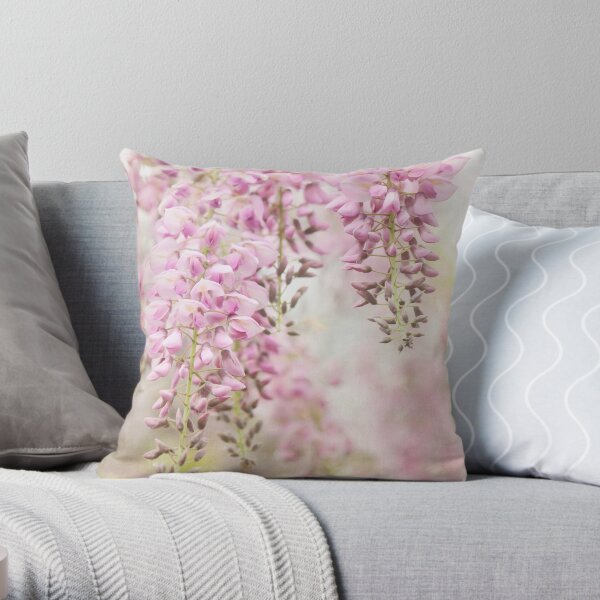 Pink Wisteria Throw Pillow