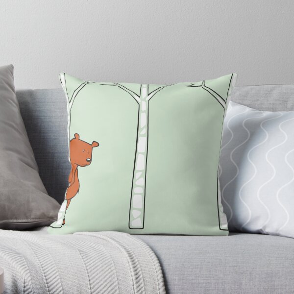 Shy Bear Throw Pillow