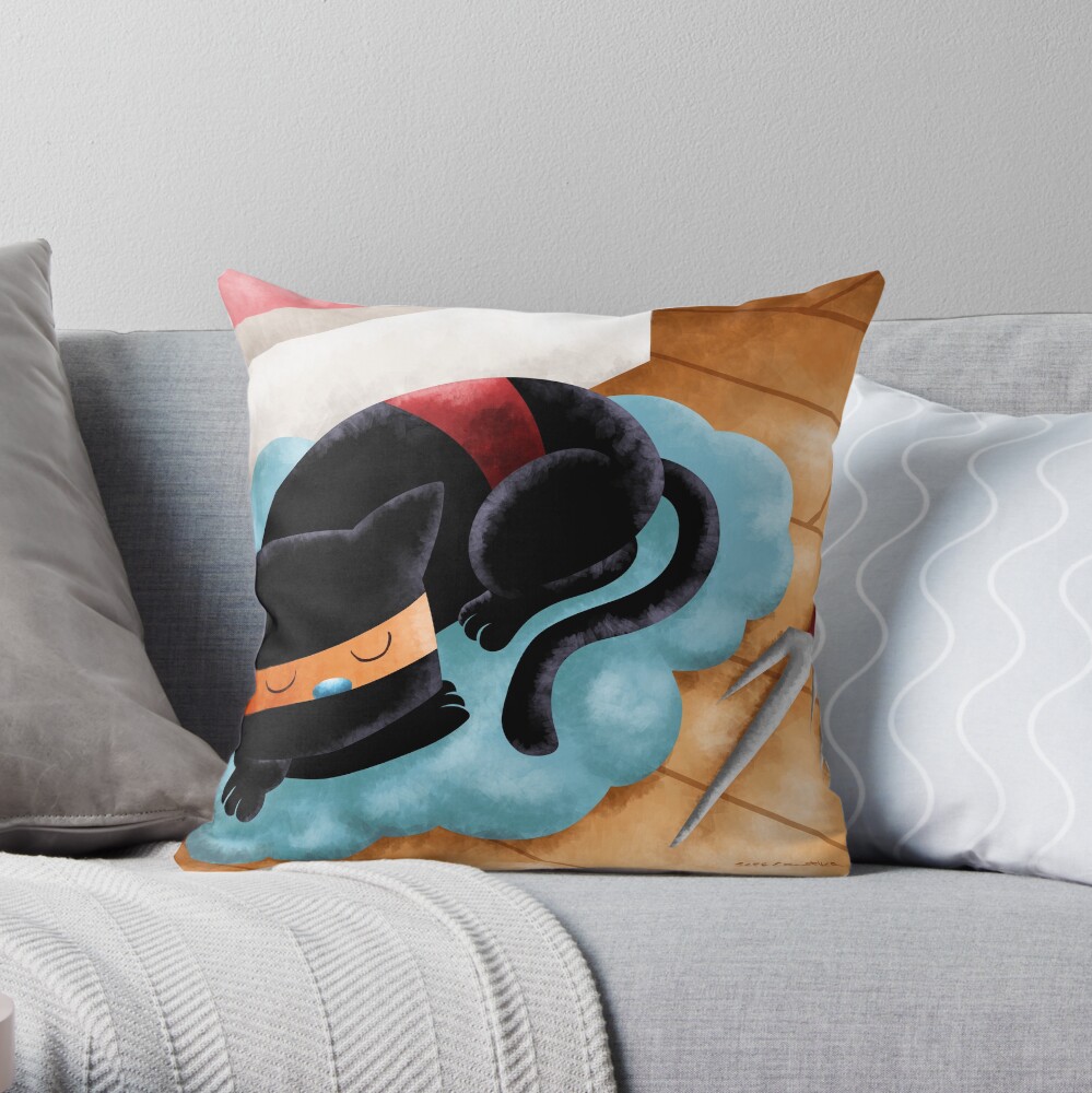 Ninja Cat Nap Throw Pillow