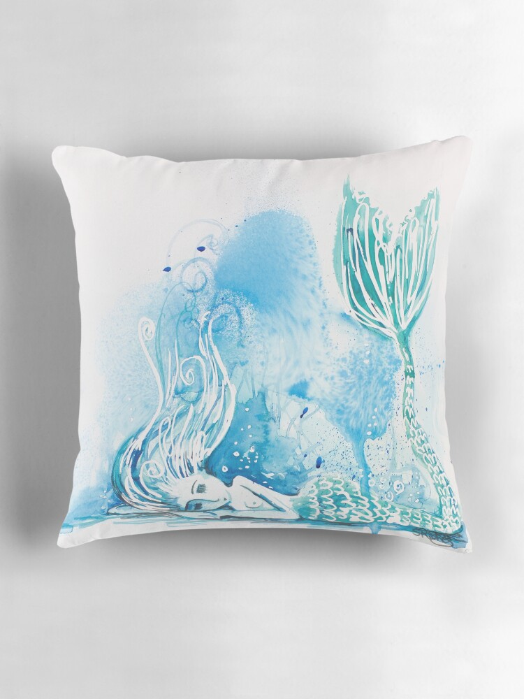 Thumbnail 3 of 4, Pillow, Blue Bubbles designed and sold by RichesRoad.