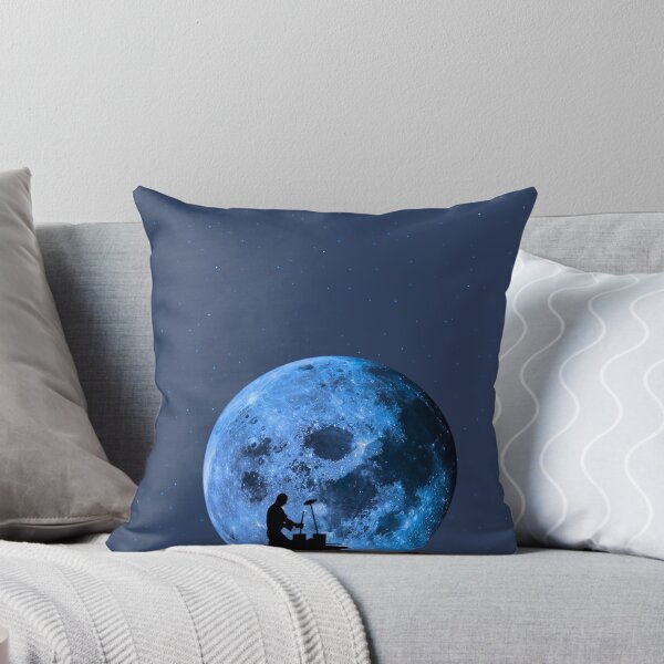 Item preview, chimney sweep silhouette on the rooftop against full moon designed and sold by morrbyte.
