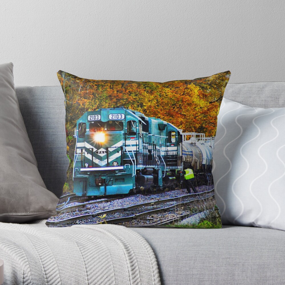 Train in Fall Throw Pillow