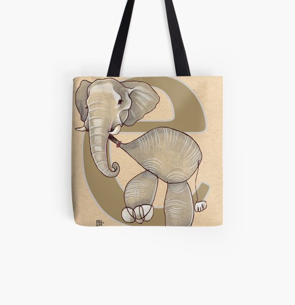 E is for ELEPHANT All Over Print Tote Bag