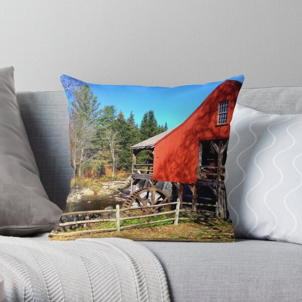 Red Grist Mill of Vermont Throw Pillow