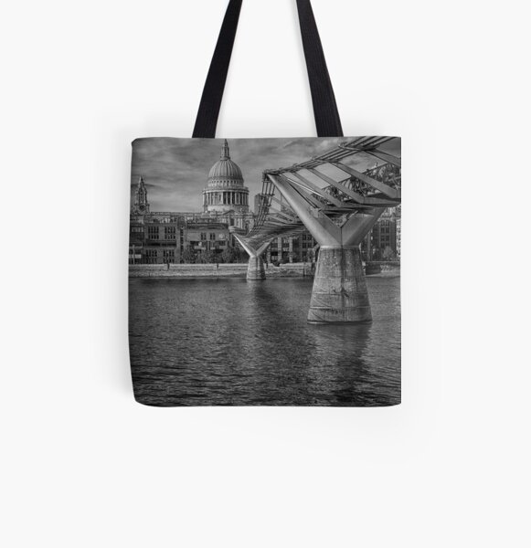 St Paul's Cathedral and the Millennium Bridge All Over Print Tote Bag