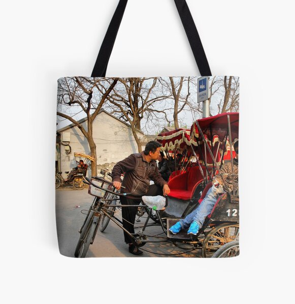 Rickshaws in Beijing city All Over Print Tote Bag