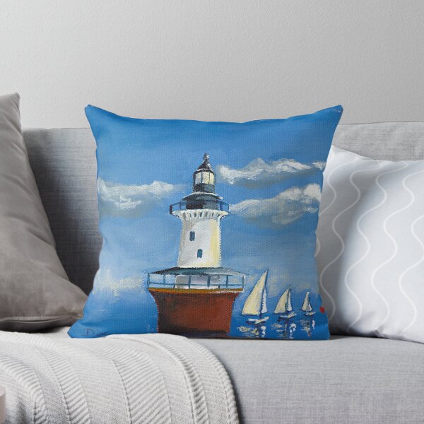 Hoopers Island Lighthouse in the Chesapeake Bay Throw Pillow