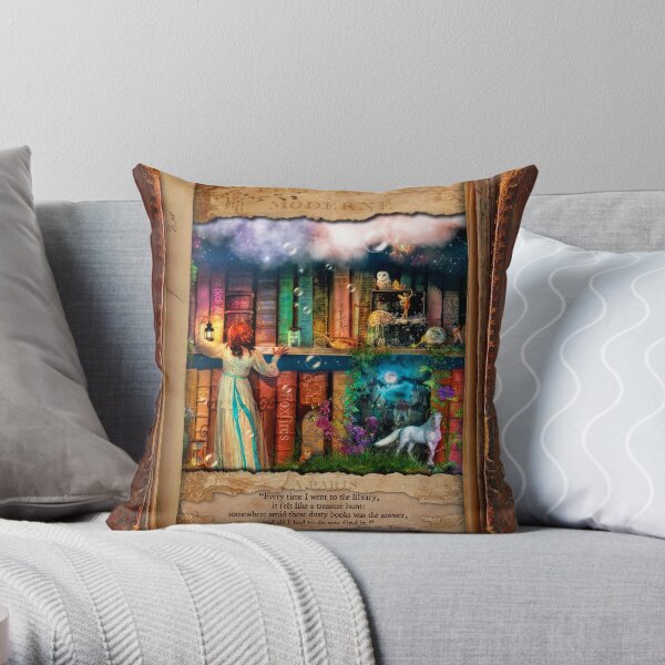 The Curious Library Calendar - June Throw Pillow