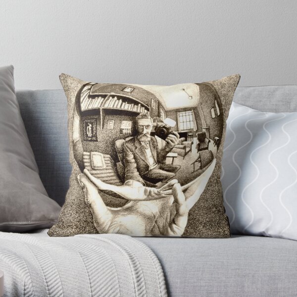 Escher's selfie Throw Pillow