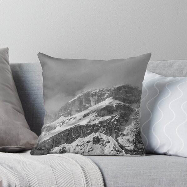 Item preview, Mountain snow and trees in the Dolomites dramatic black and white landscape wall art - Arriva la Tempesta designed and sold by visionitaliane.