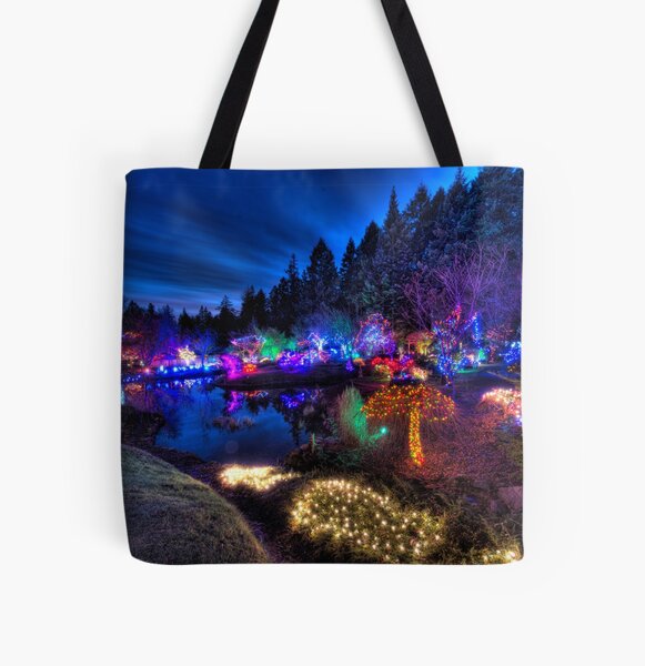 Japanese Garden Christmas Lights, Mayne Island, BC, 2013 All Over Print Tote Bag