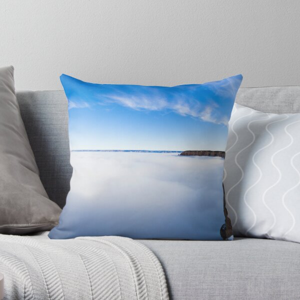 Rare Grand Canyon covered with fog, panoramic Throw Pillow