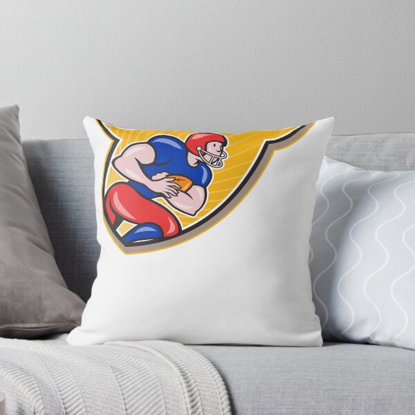 Item preview, American Football Running Back Rushing Shield Cartoon designed and sold by patrimonio.