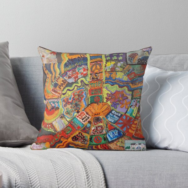 Groovy 60s Peace Throw Pillow